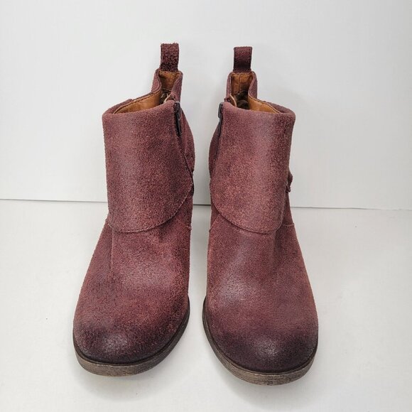 Lucky Brand Women's Size 8.5 Ankle Boots Red Suede Leather Oppus - Picture 3 of 10